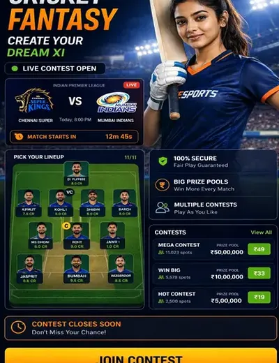 CRIC5 (cric 5 app) fantasy cricket & matchday visual 3